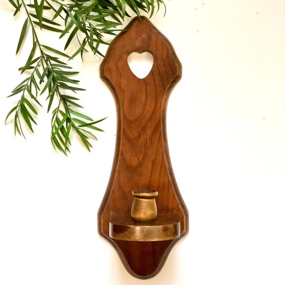 Large Vintage Wood Candle Sconce